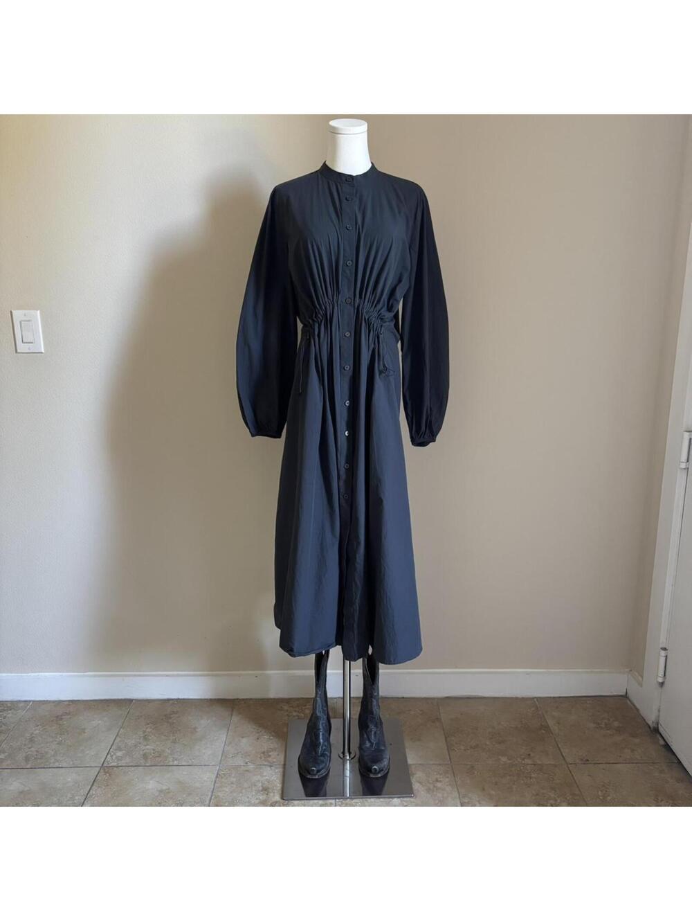 zara elevated minimalist black midi dress, medium
